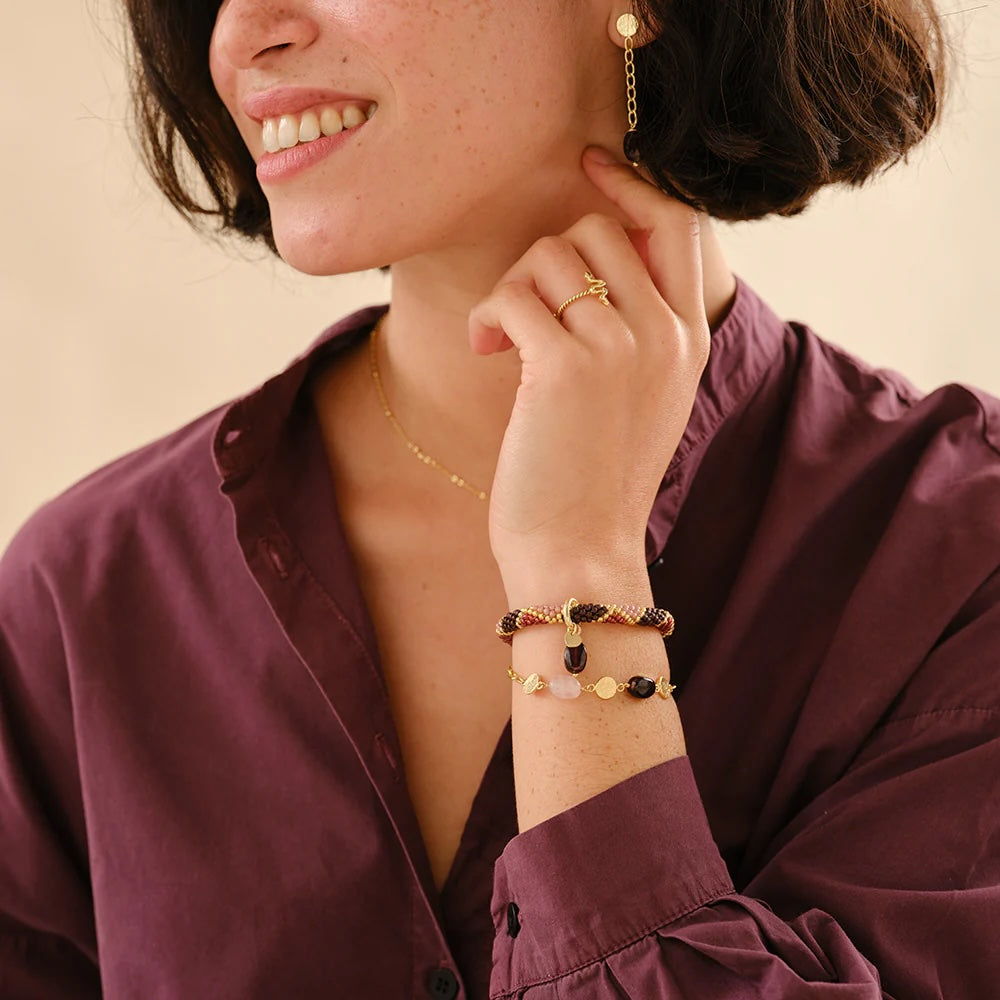 Talented Garnet Bracelet Gold Colored Garnet - LEEF mode en accessoires