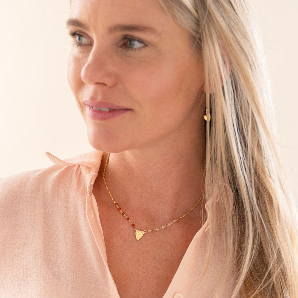 Truthful Rose Quartz Carneliian Necklace - LEEF mode en accessoires