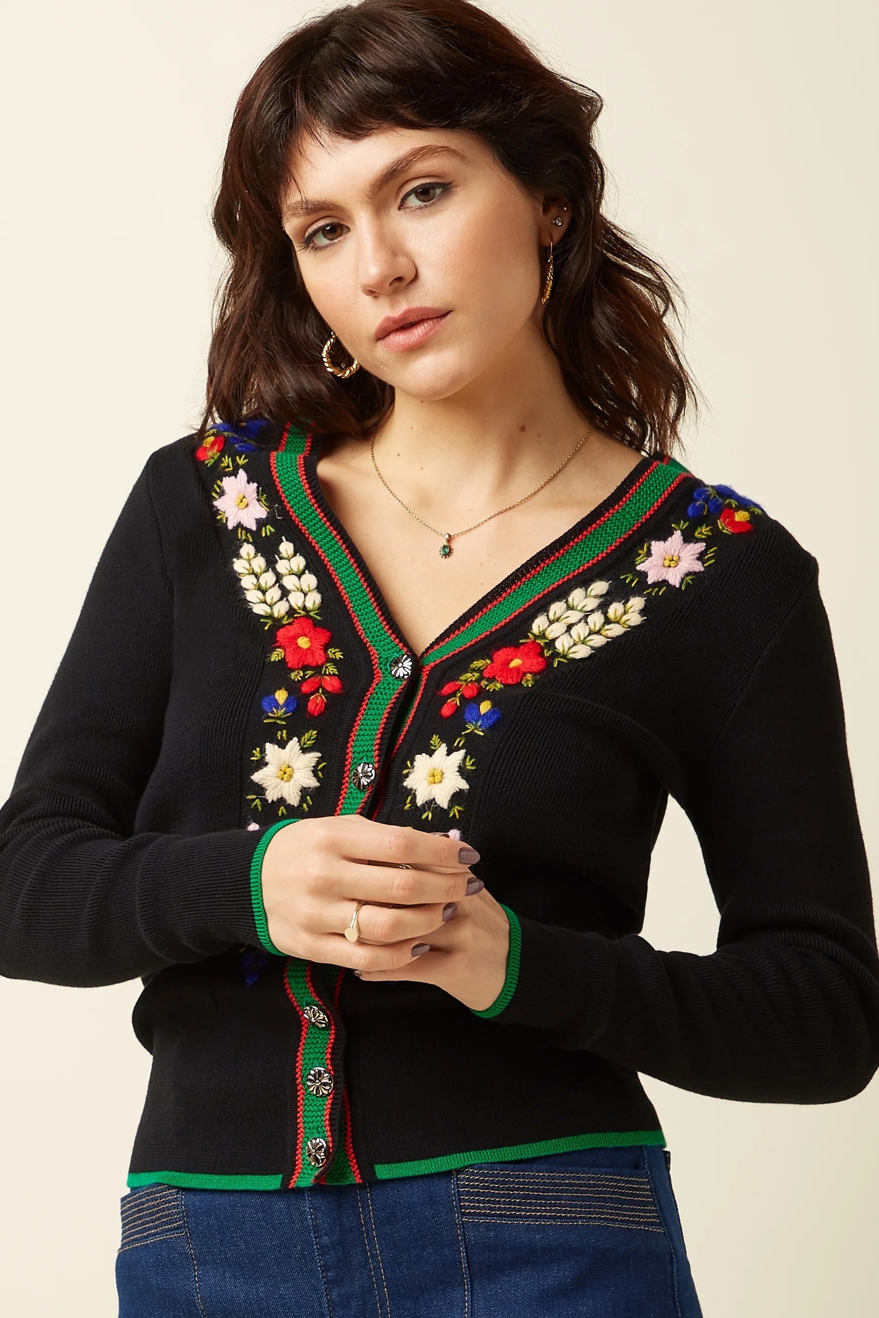 V Rib Cardi Perry 001 Black - LEEF mode en accessoires