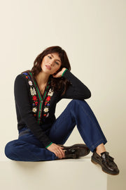 V Rib Cardi Perry 001 Black - LEEF mode en accessoires