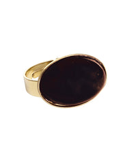 Vergulde ring met steen zwart - LEEF mode en accessoires
