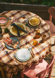 Vida Check Table Cloth Chestnut/cream - LEEF mode en accessoires