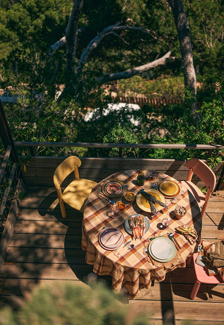 Vida Check Table Cloth Chestnut/cream - LEEF mode en accessoires
