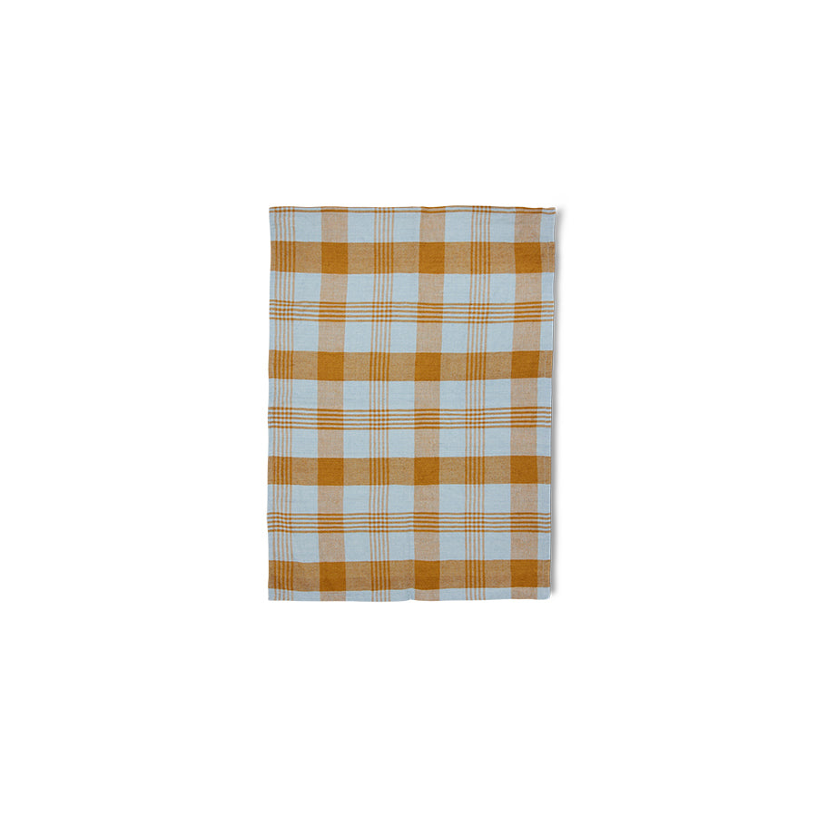 Vida Check Tea Towel Amber/Blue - LEEF mode en accessoires