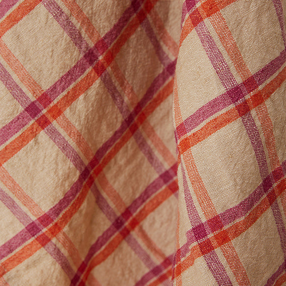 Vida Check Tea Towel Strawberry/Cream - LEEF mode en accessoires