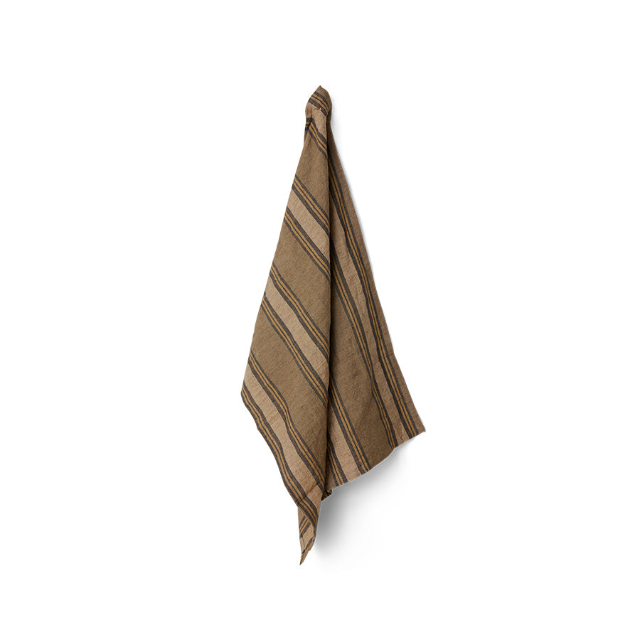 Vida Striped Tea Towel Sand/Cream - LEEF mode en accessoires