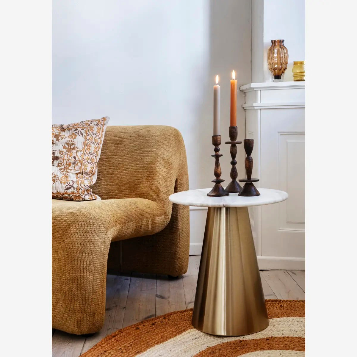 Wooden Candler Holder H:20cm Dark Naturel - LEEF mode en accessoires