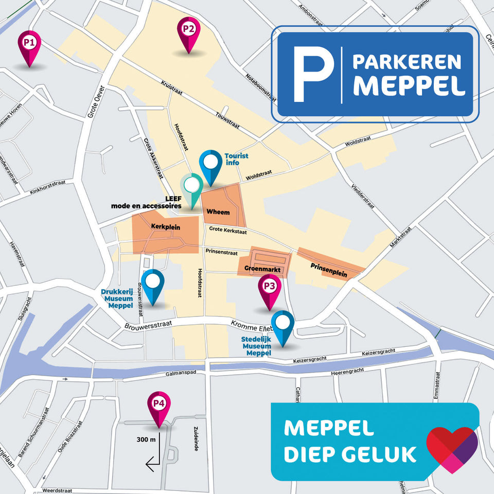 Parkeren in Meppel centrum met plattegrond van parkeerlocaties