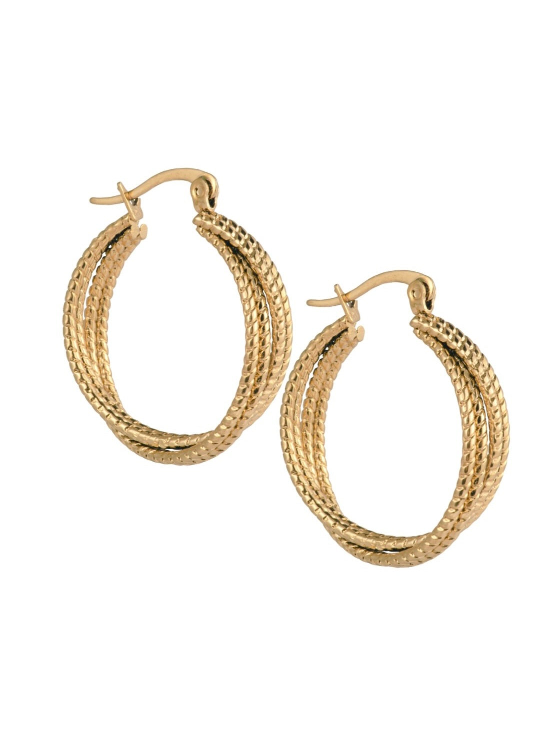 4-delige gedraaide oorringen met textuur goud - LEEF mode en accessoires