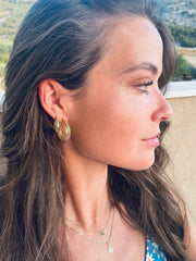 4-delige gedraaide oorringen met textuur goud - LEEF mode en accessoires