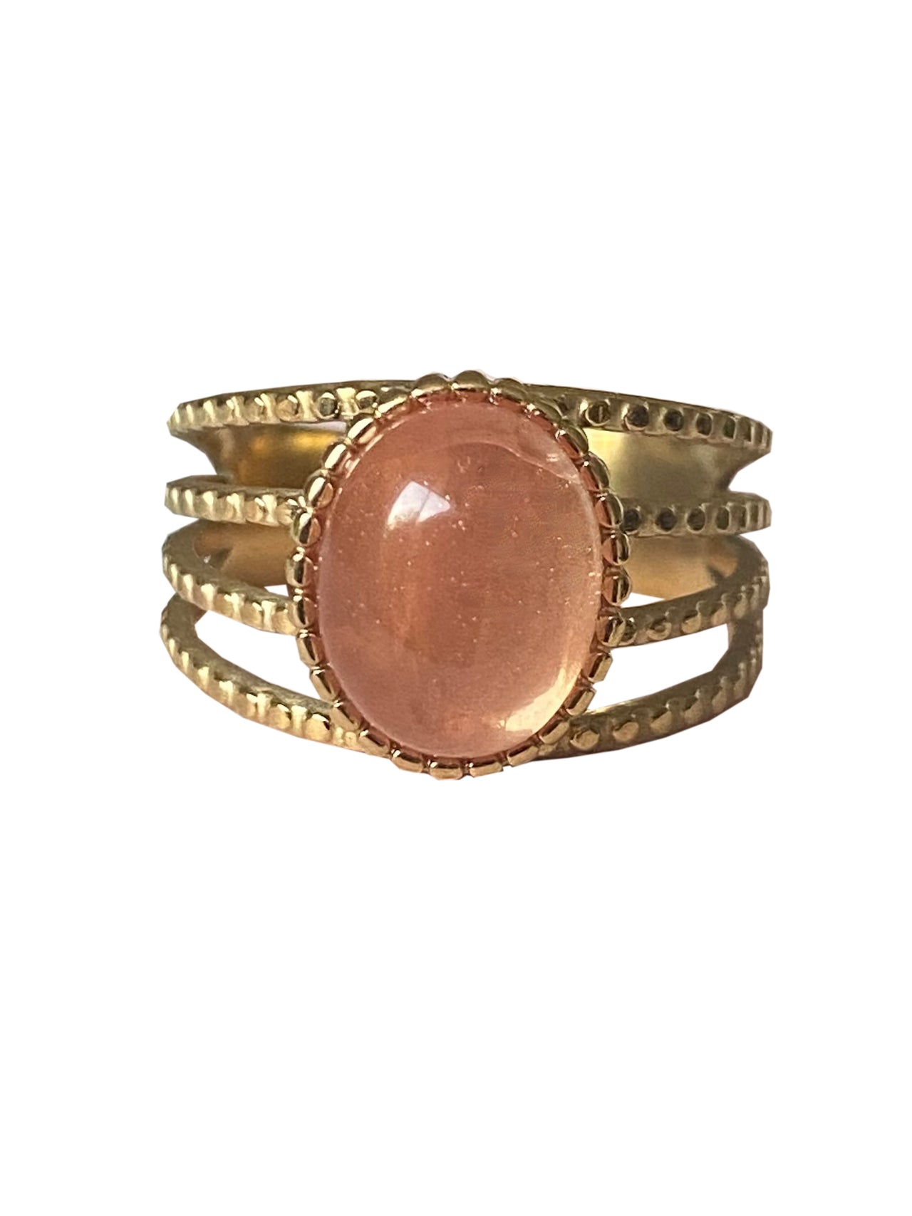 4 Delige Ring met Ovale Steen warm roze - LEEF mode en accessoires