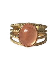 4 Delige Ring met Ovale Steen warm roze - LEEF mode en accessoires