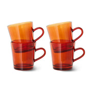 HKliving 70s Glassware koffiekopjes in amberbruin glas, set van kopjes
