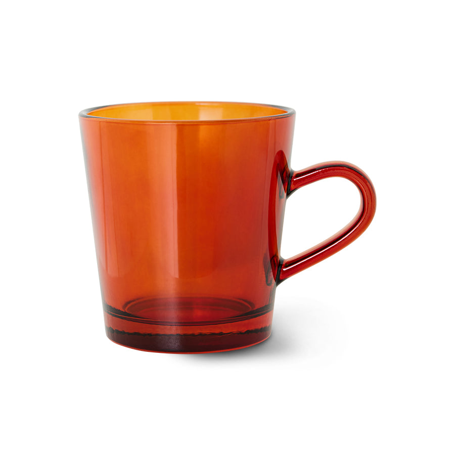 HKliving 70's glazen koffiekopjes in amberbruin, set van vintage geïnspireerde kopjes