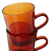 HKliving 70's glazen koffiekopjes in amberbruin, set van kopjes met retro reliëfstructuur