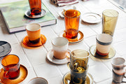HKliving 70s Glassware koffiekopjes in amberbruin glas, set van kopjes met retro uitstraling