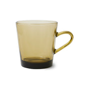 HKliving 70's Glassware koffiekopjes in modderbruin, set van twee retro glazen kopjes