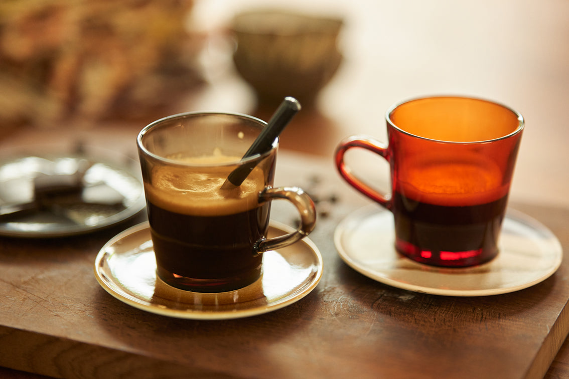 HKliving 70s Glassware koffiekopjes in modderbruin, set van glazen kopjes