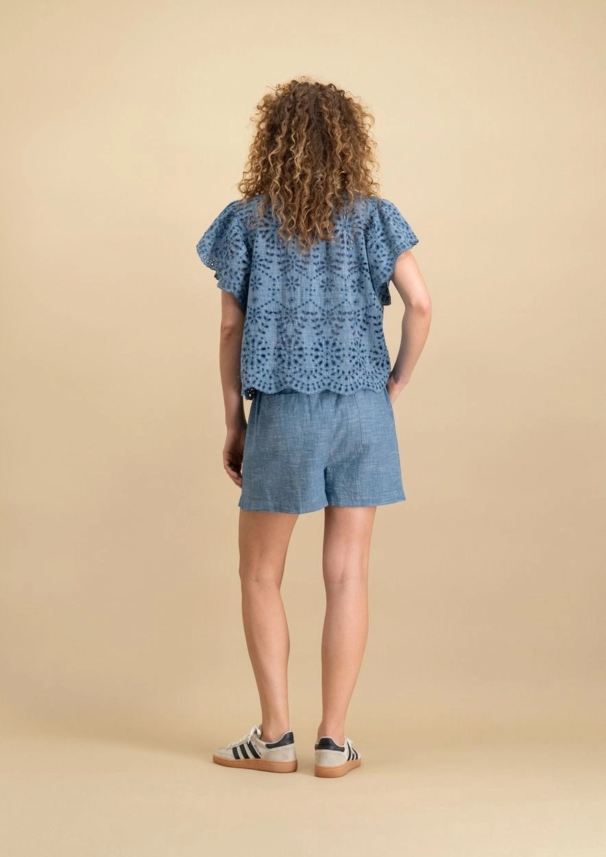 ALINNA BLOUSE 1256 Light Chambray - LEEF mode en accessoires