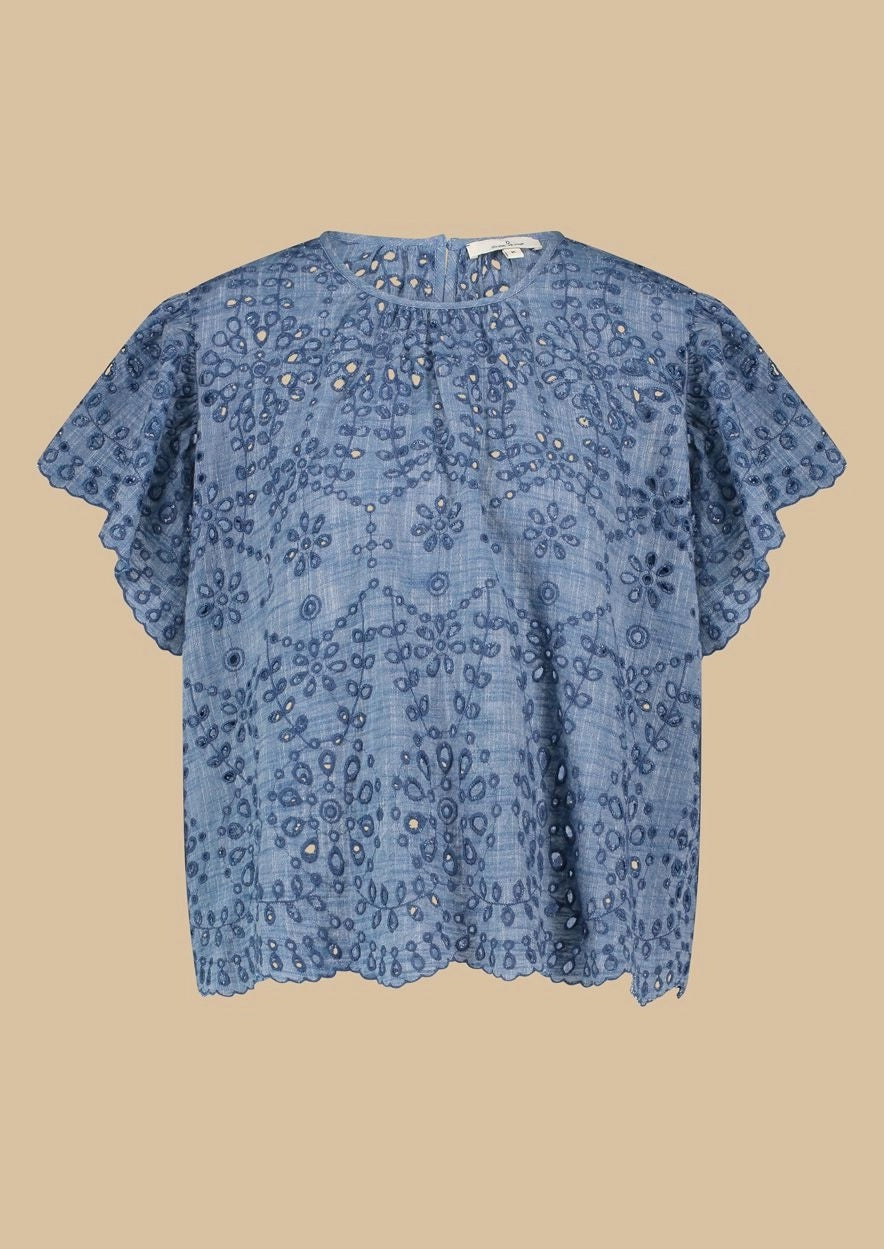 ALINNA BLOUSE 1256 Light Chambray - LEEF mode en accessoires