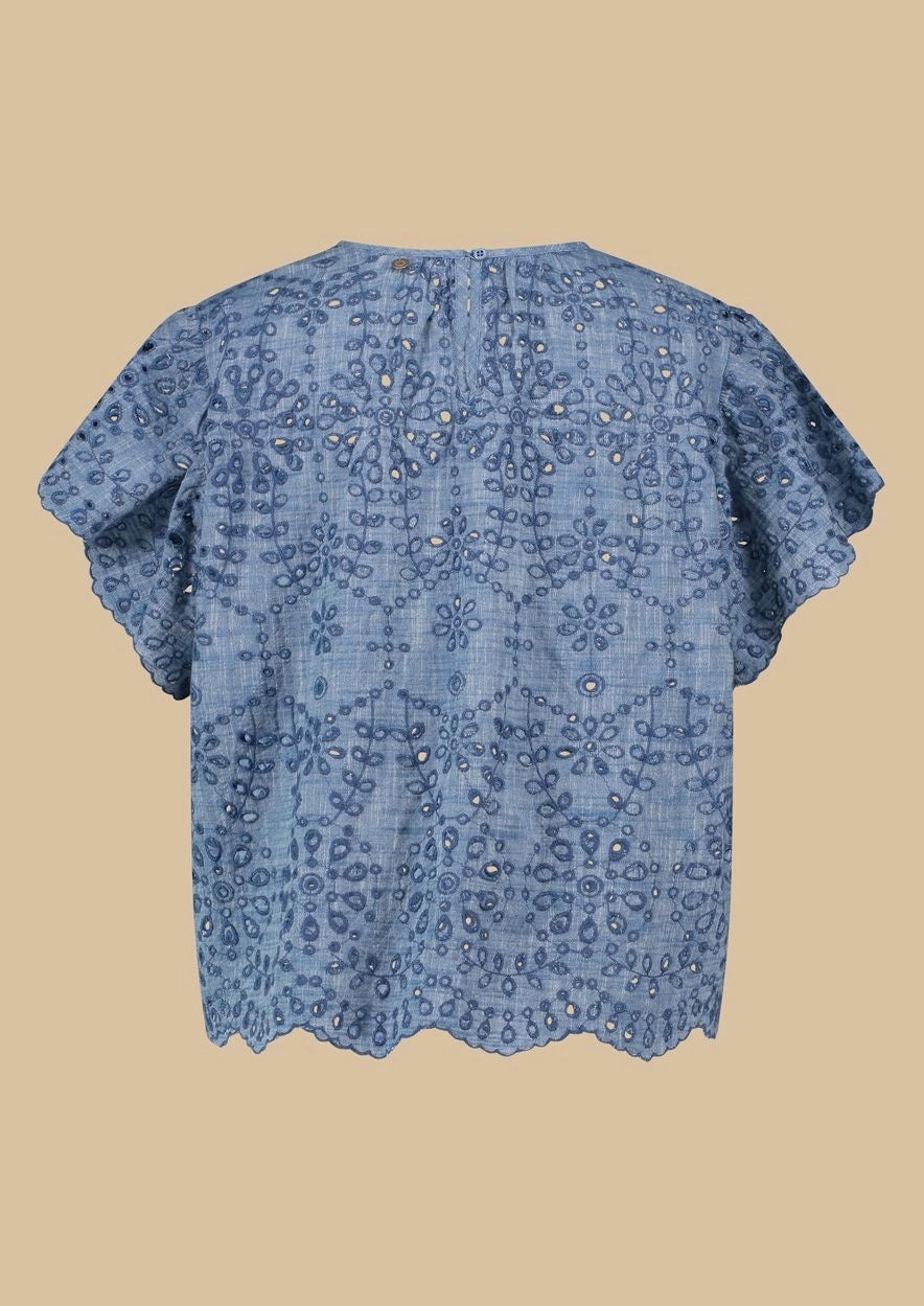 ALINNA BLOUSE 1256 Light Chambray - LEEF mode en accessoires