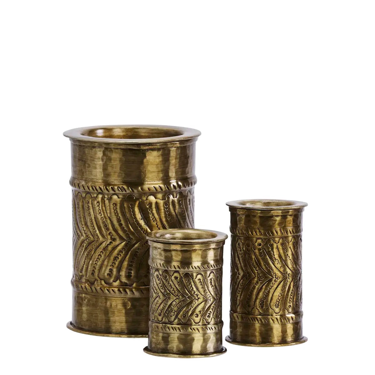 ALUMINIUM CANDLE STAND L Ant. Brass