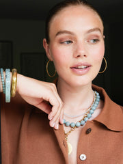 ARMBANDJE MET GEMSTONE BALLETJES  Zeegroen - LEEF mode en accessoires