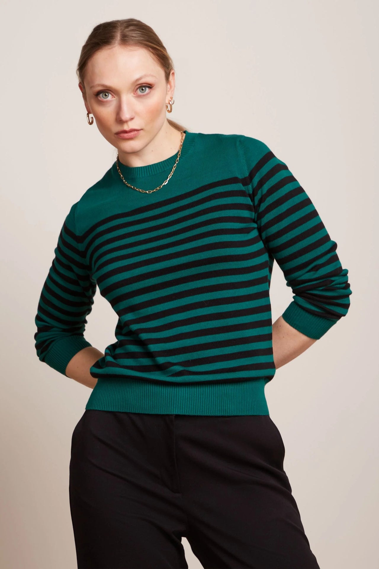 Agnes Top Loop Stripe 206 Peacock Green