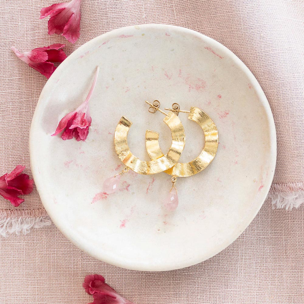 Ambitious Rose Quartz Earrings GP Rose quartz - LEEF mode en accessoires