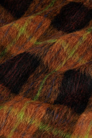 Lichte Aloha geruite jas van King Louie, Amelie Coat in spicy brown met patroon, zichtbaar op de afbeelding.