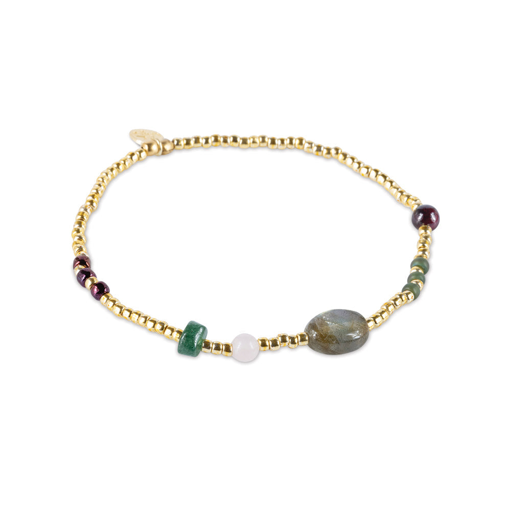 Amuse Labradorite Gemstone Mix Bracelet Gold Colored Labradorite
