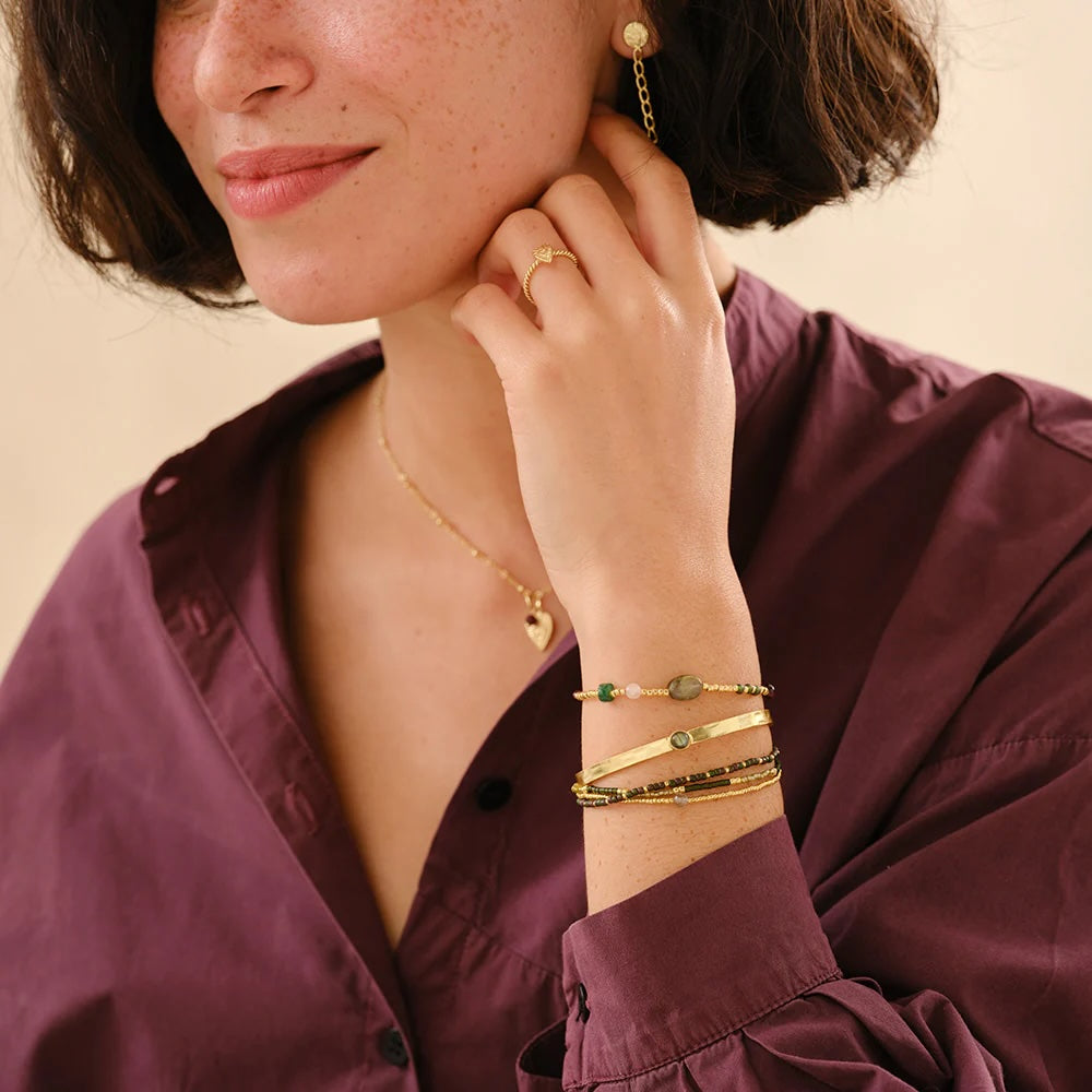 Amuse Labradorite Gemstone Mix Bracelet Gold Colored Labradorite