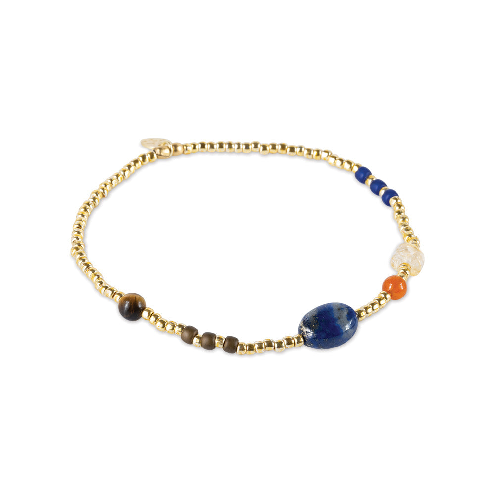 Amuse Lapis Lazuli Gemstone Mix Bracelet Gold Colored Lapis Lazuli