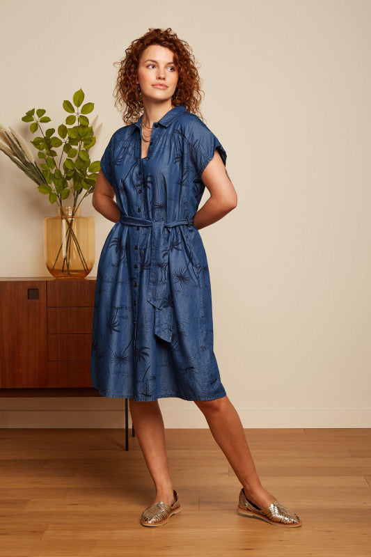 Amy Dress Daytrip 458 Denim Blue - LEEF mode en accessoires