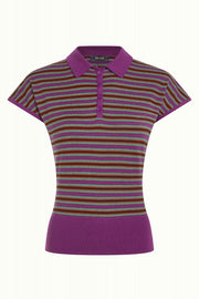 Ann Polo Top Bee Stripe 507 Sparkling Purple - LEEF mode en accessoires