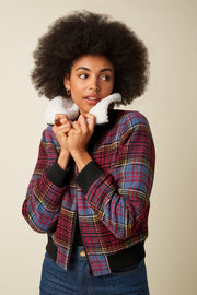 Donkerblauwe King Louie Arizona Jacket Banda Check met ruitpatroon en knoopsluiting, voor casual stijl en comfort.