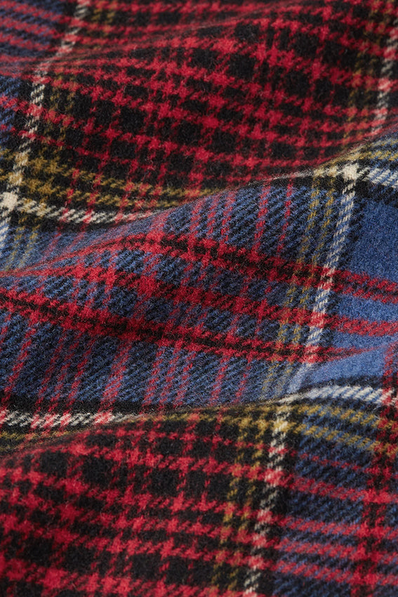 Gebreide Arizona Jacket Banda Check van King Louie in Horizon Blue, met blauwe en witte ruitpatroon, lange mouwen en knoopsluiting