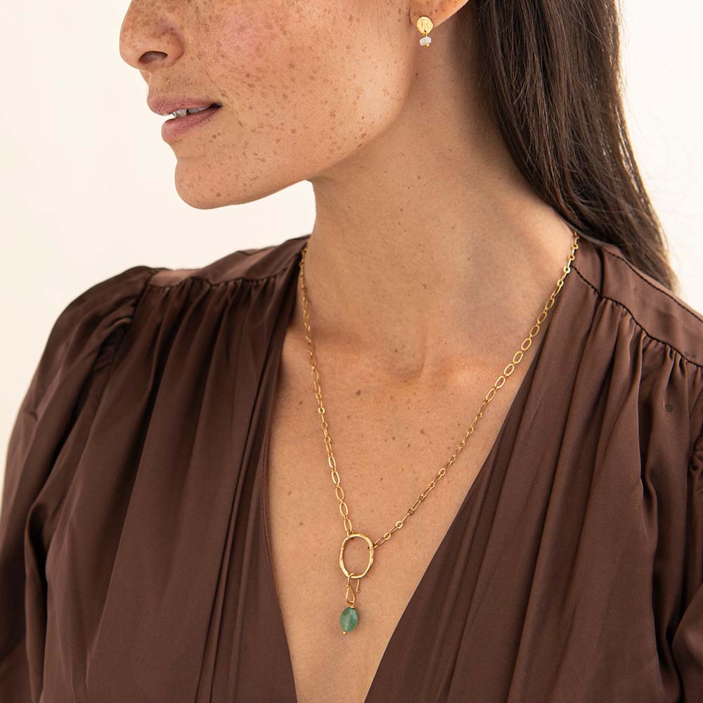 Aventurine Faceted Gemstone Pendant GP - LEEF mode en accessoires