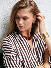 BREDE BANGLE MET BLAD goud - LEEF mode en accessoires