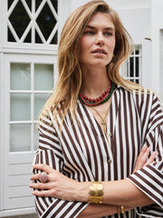 BREDE BANGLE MET BLAD goud - LEEF mode en accessoires