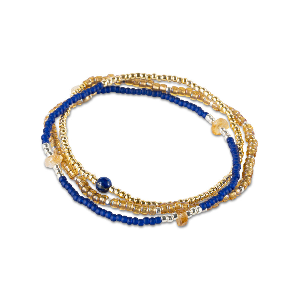 Balanced Citrine Lapis Lazuli  Necklace Gold Colored Citrine
