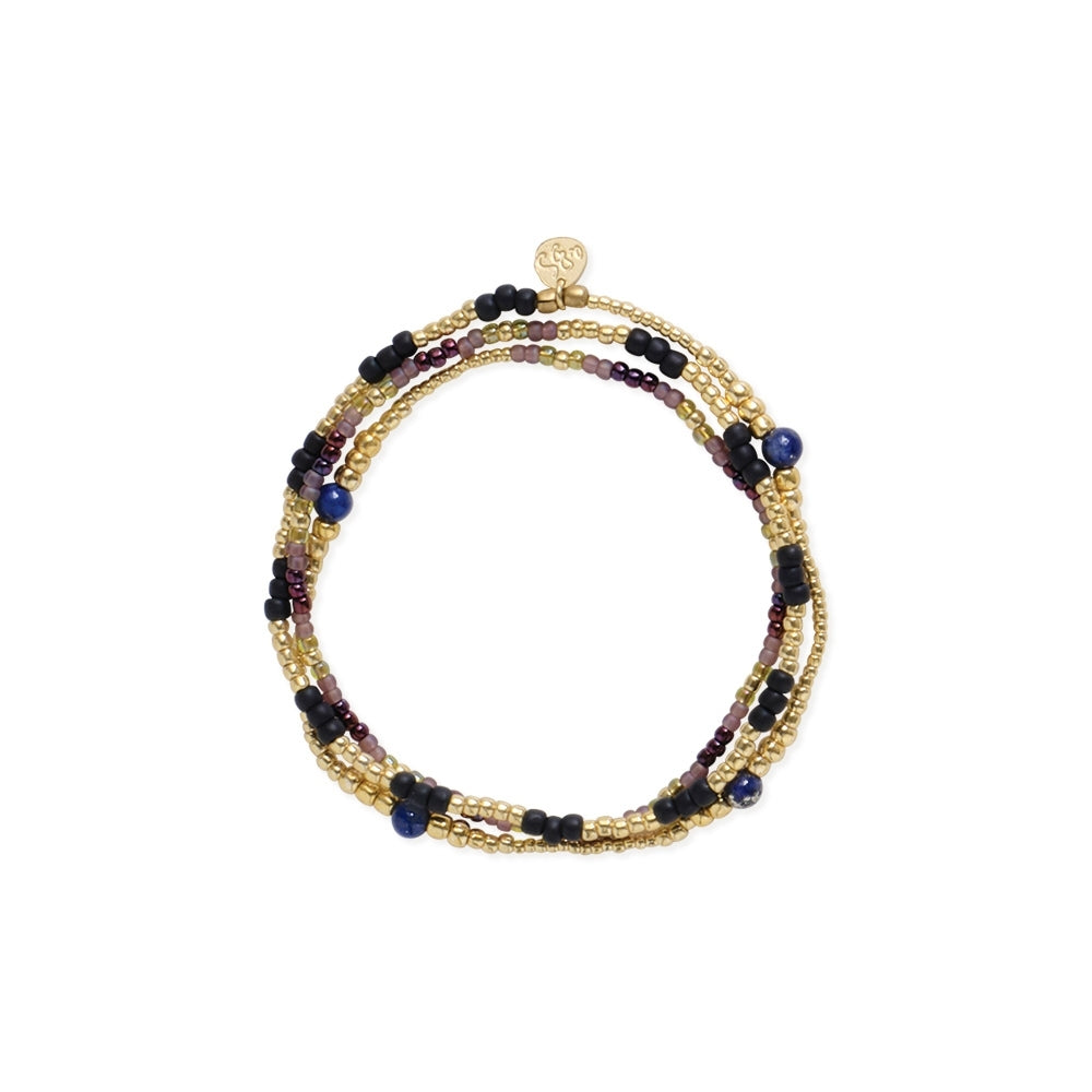 Evenwichtige Lapis Lazuli armband van a Beautiful Story met glanzende blauwe edelstenen en zilveren details.