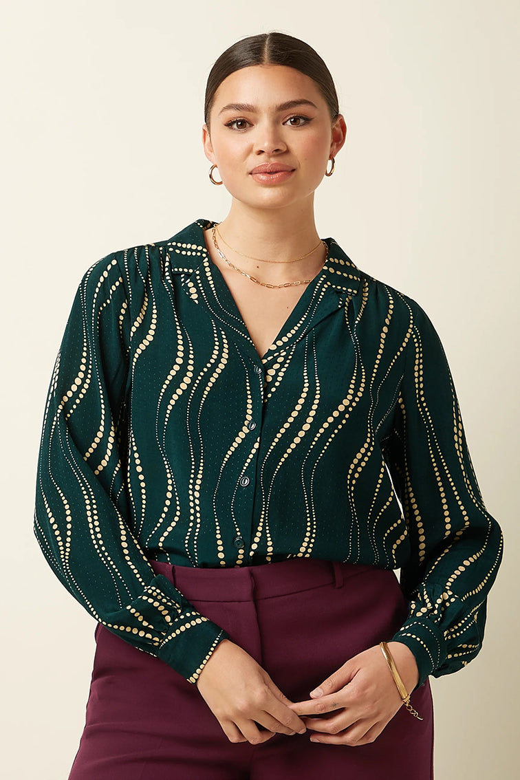 Bella Blouse Twirl 200 Pine Green - LEEF mode en accessoires