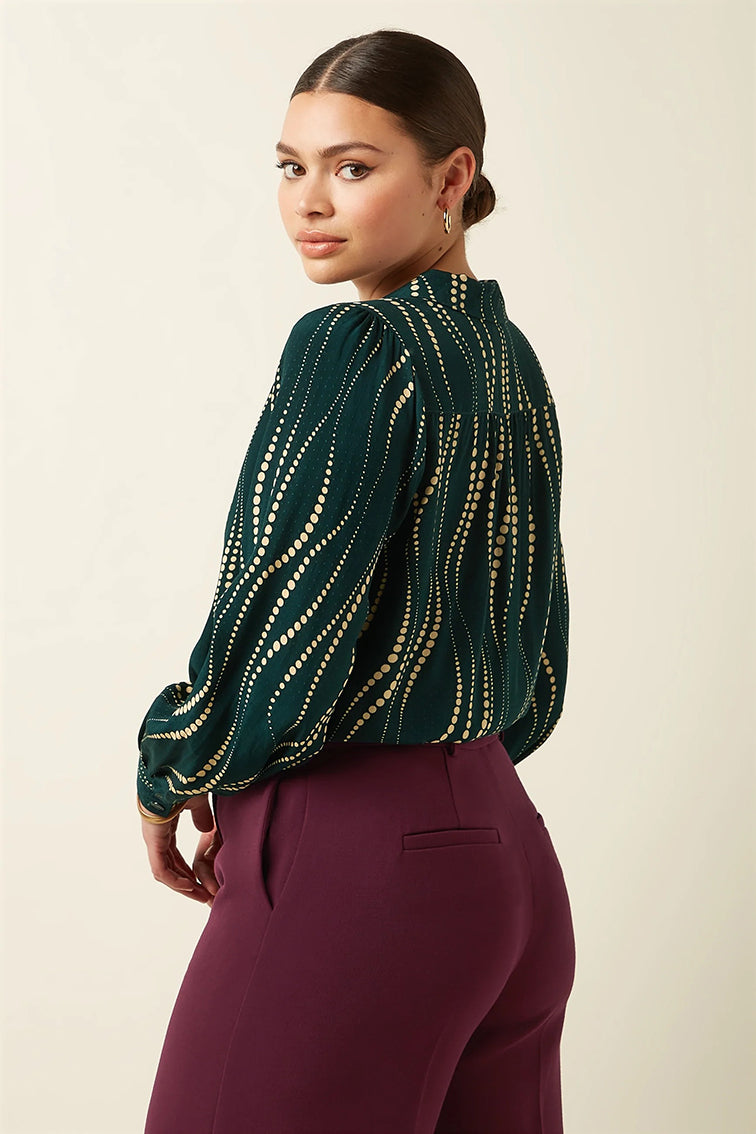Bella Blouse Twirl 200 Pine Green - LEEF mode en accessoires