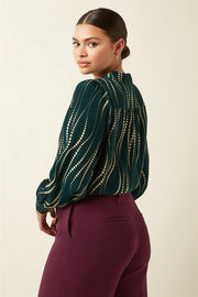 Bella Blouse Twirl 200 Pine Green - LEEF mode en accessoires