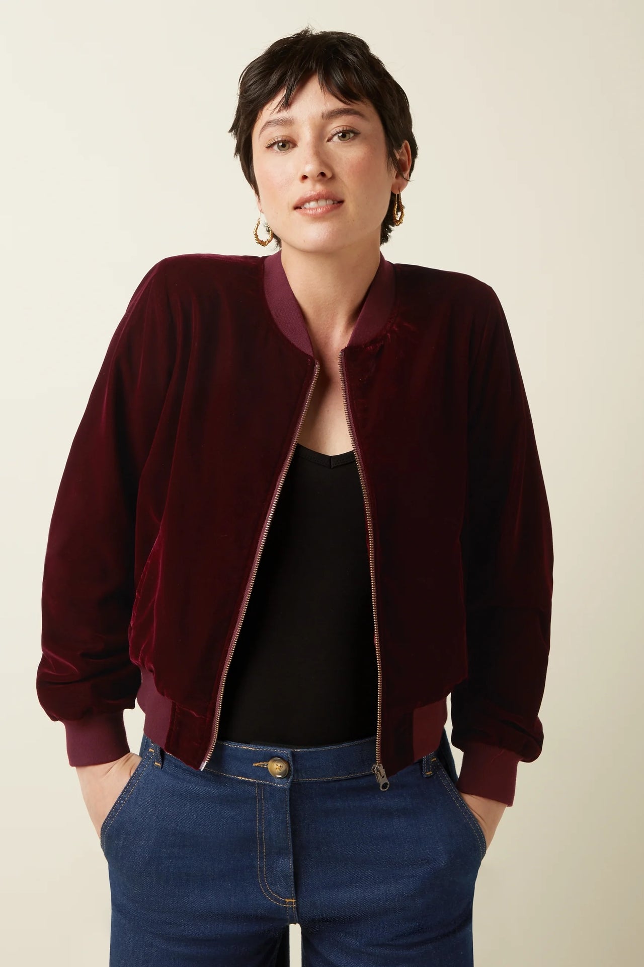 Bessie Jacket Gamine Velvet 607 Bordeaux Red