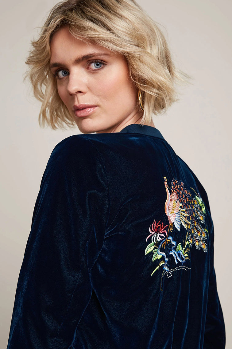 Bessie jacket Gamine velvet 461 Pond Blue - LEEF mode en accessoires
