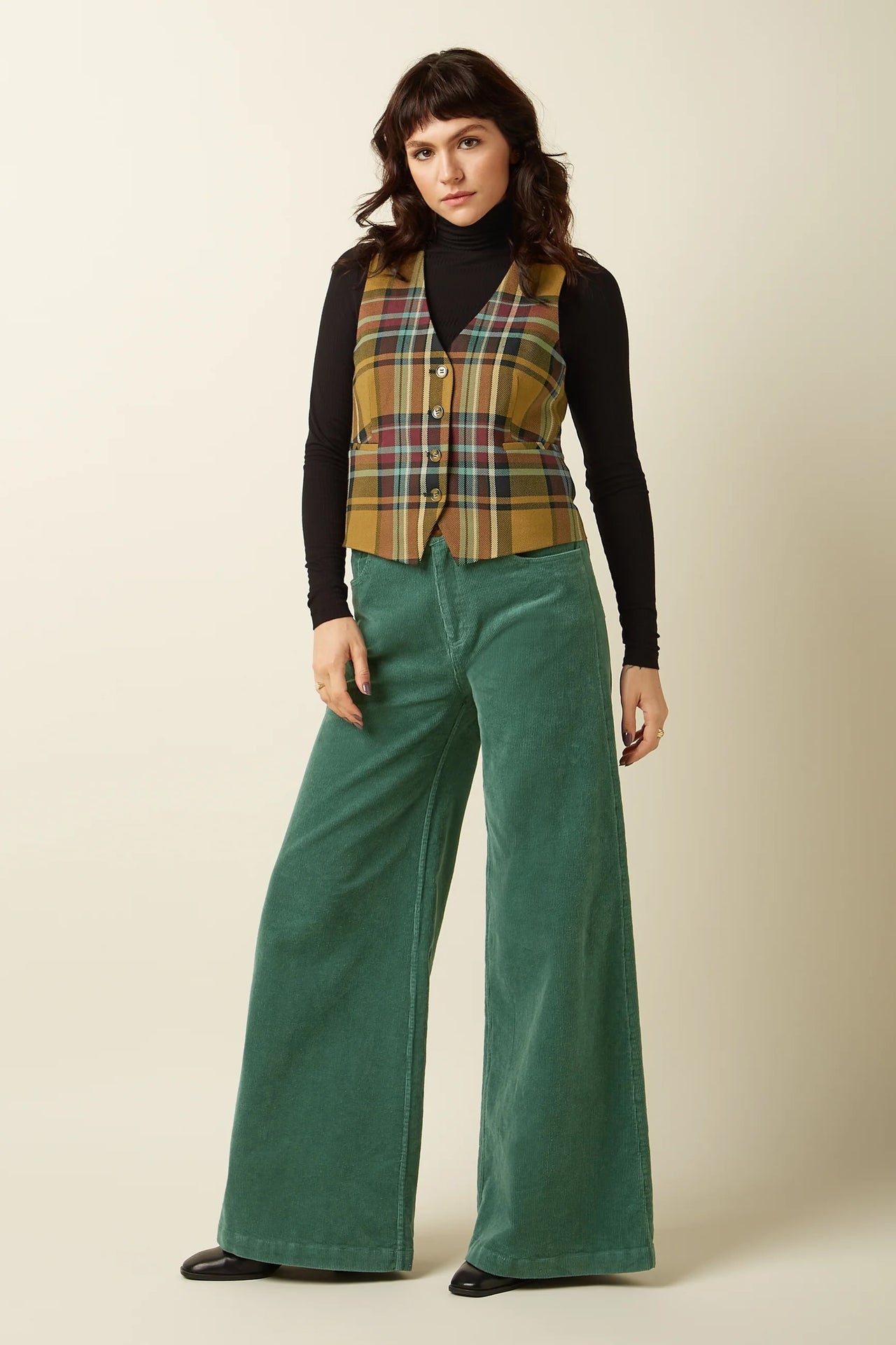 Bianca Gilet Caroll Check 551 Golden Brown