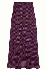Lange blauwe rok van King Louie Bibi Skirt Chartre 445 in avondblauw met elegante pasvorm en soepel materiaal