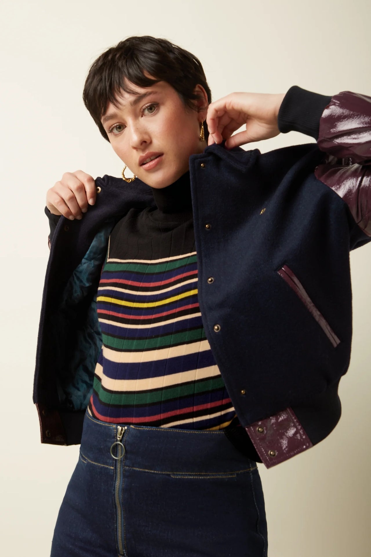 Billie Baseball Jacket Shine 607 Bordeaux Red